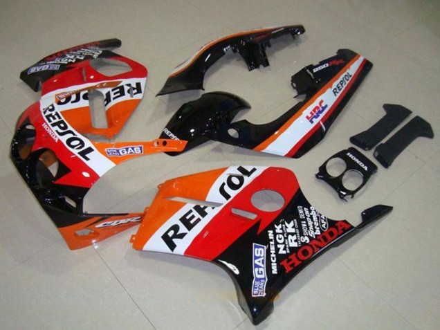1988-1989 Honda CBR250RR MC19 Motorcycle Fairings - Orange White Red Glossy Black Repsol Canada