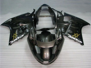 1996-2007 Honda CBR1100XX Blackbird Motorcycle Fairings - Glossy Black Silver Flame Canada