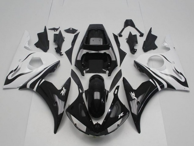 2003-2004 Yamaha YZF R6 Bike Fairings - White Glossy Black Canada