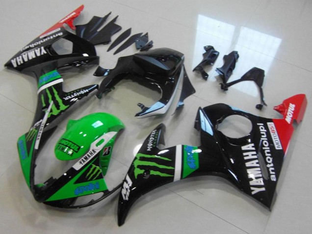 2003-2004 Yamaha YZF R6 Motorcycle Fairings - Glossy Black Red Green Monster Motul Canada