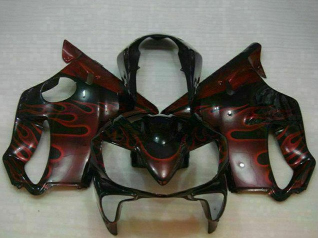 2004-2007 Honda CBR600 F4i Motorcycle Fairings - Glossy Black Red Flame Canada