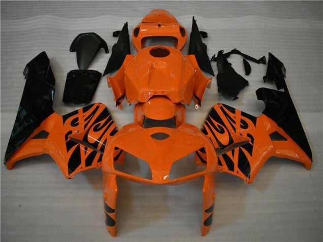 2005-2006 Honda CBR600RR Motorcycle Fairing - Orange Black Flame Canada