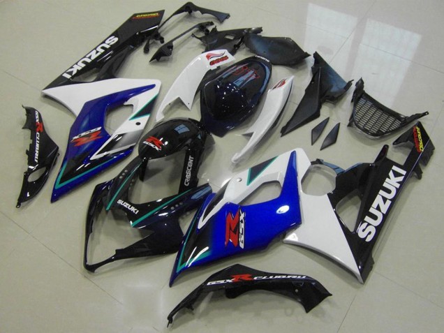 2005-2006 Suzuki GSXR 1000 Motorcycle Fairings - White Blue Glossy Black Canada