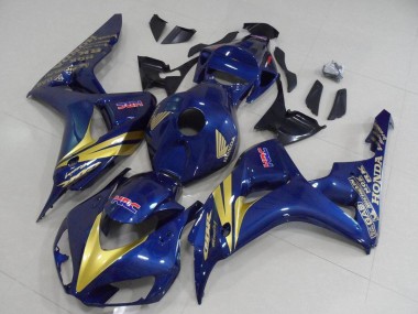 2006-2007 Honda CBR1000RR Motorcycle Fairings - Dark Blue Gold Stripe Canada