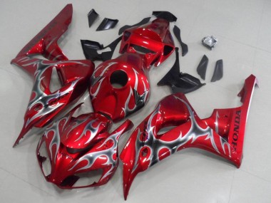 2006-2007 Honda CBR1000RR Motorcycle Fairings - Red Black Silver Flame Canada