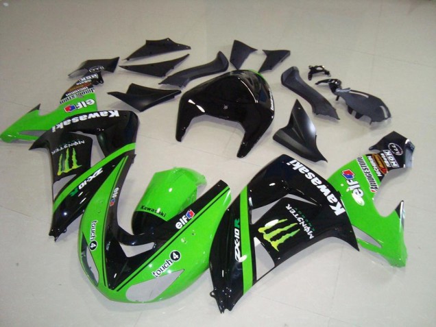 2006-2007 Kawasaki ZX10R Motorcycle Fairings - Green Silver Glossy Black Monster Canada