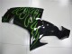 2006-2007 Kawasaki ZX10R Motorcycle Fairings - Glossy Black Green Flame Canada