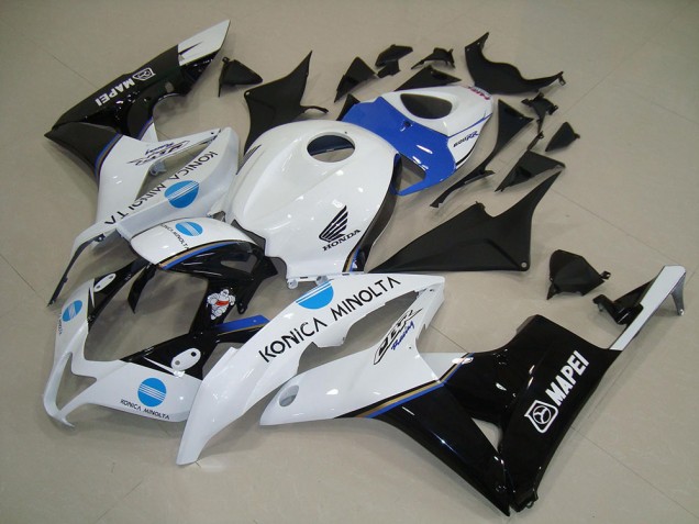 2007-2008 Honda CBR600RR Motorcycle Fairings - White Blue Glossy Black Konica Minolta Canada