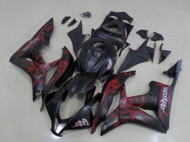 2007-2008 Honda CBR600RR Motorcycle Fairings - Matte Black Red Skull Canada