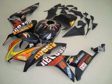 2007-2008 Honda CBR600RR Motorcycle Fairings - Matte Black Orange Yellow Rossi 46 Canada