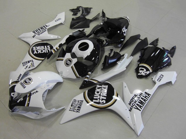 2007-2008 Yamaha YZF R1 Motorcycle Fairings - White Black Lucky Strike Canada