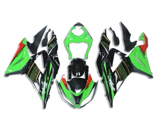 2013-2018 Kawasaki ZX6R Motorcycle Fairings - Green Glossy Black Red Honeycomb Canada