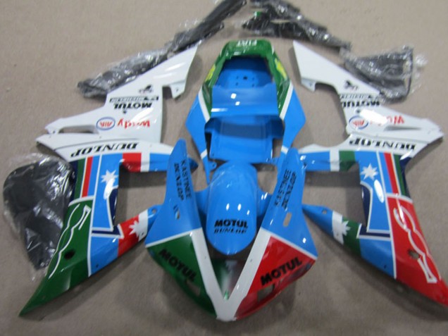 2004-2005 Honda CBR1000RR Motorcycle Fairing - White Blue Red Green Motul Canada