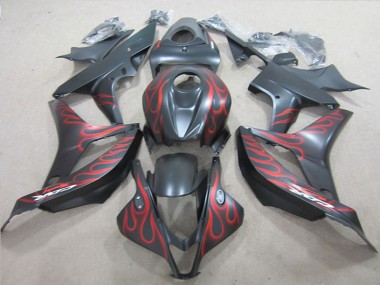 2007-2008 Honda CBR600RR Motorcycle Fairings - Matte Black Red Flame Canada