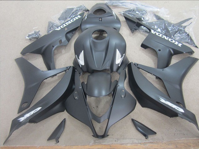 2007-2008 Honda CBR600RR Motorcycle Fairing - Matte Black White Decals Canada