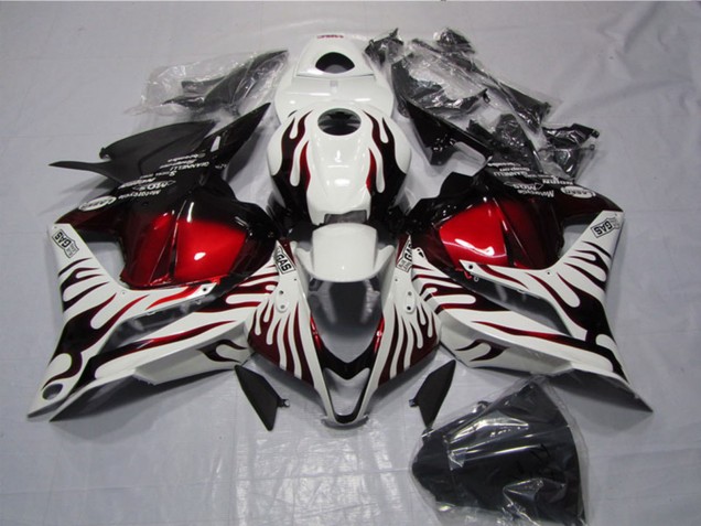 2009-2012 Honda CBR600RR Motorcycle Fairings - White Red Glossy Black Flame Canada