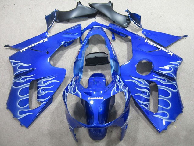 2000-2001 Kawasaki ZX12R Motorcycle Fairings - Blue White Flame Canada