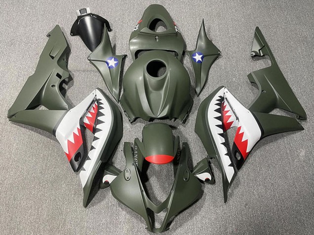 2007-2008 Honda CBR600RR Motorcycle Fairings - Army Green White Red Shark Canada