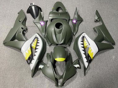 2007-2008 Honda CBR600RR Motorcycle Fairings - Army Green White Yellow Shark Canada
