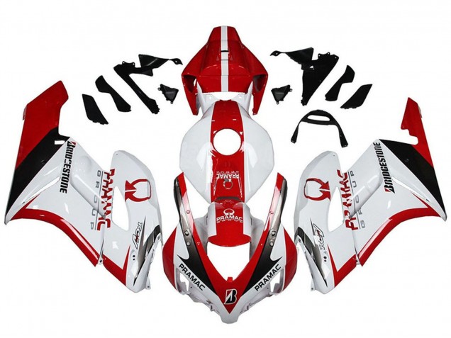 2004-2005 Honda CBR1000RR Motorcycle Fairings - White Red Glossy Black Pramac Bridgestone Canada