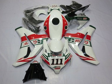 2008-2011 Honda CBR1000RR Motorcycle Fairings - White Red Green Castrol 111 Canada