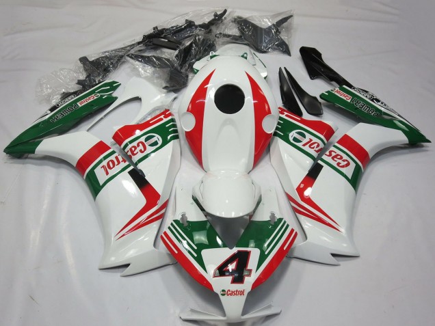 2012-2016 Honda CBR1000RR Motorcycle Fairings - White Red Green Castrol 4 Canada