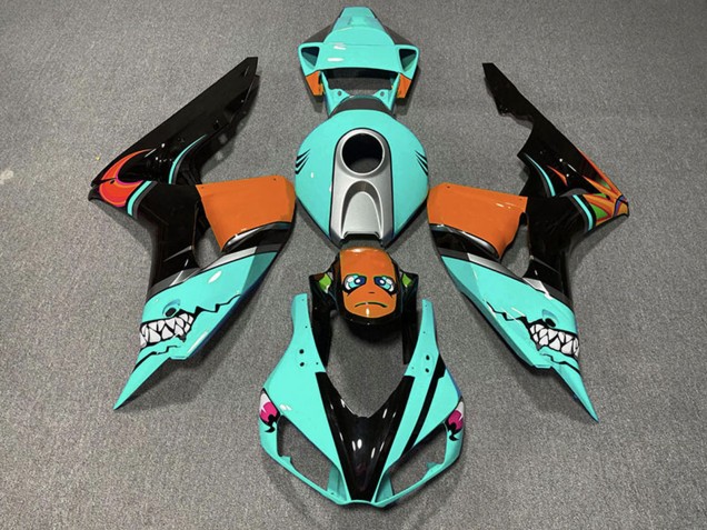 2006-2007 Honda CBR1000RR Motorcycle Fairings - Cyan Blue Orange Glossy Black Shark Canada