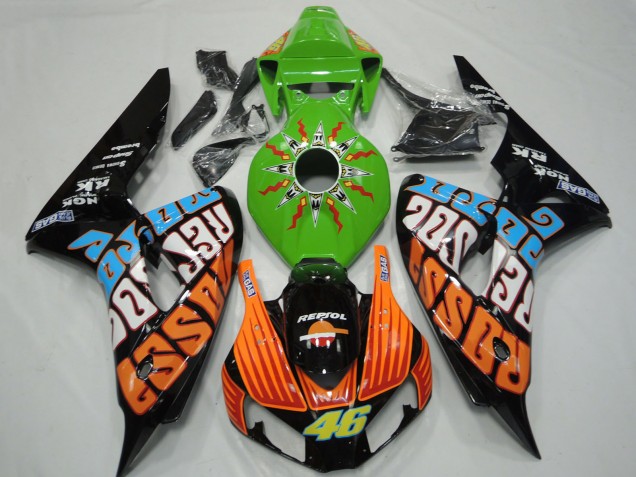 2006-2007 Honda CBR1000RR Motorcycle Fairings - Green Orange Blue Glossy Black Rossi 46 Canada