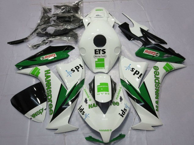 2012-2016 Honda CBR1000RR Motorcycle Fairings - White Green Glossy Black Hannspree Castrol Canada