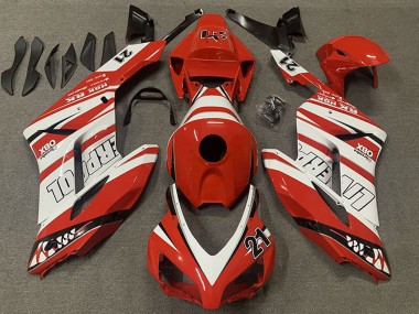 2004-2005 Honda CBR1000RR Motorcycle Fairings - White Red Liverpool 21 Canada