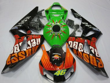2006-2007 Honda CBR1000RR Motorcycle Fairings - Green Orange Glossy Black Rossi 46 Canada