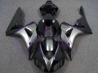 2006-2007 Honda CBR1000RR Motorcycle Fairings - Silver Purple Glossy Black Pinstripe Canada