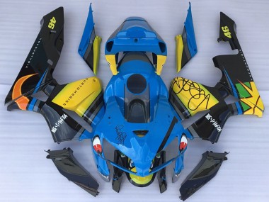 2005-2006 Honda CBR600RR Motorcycle Fairings - Blue Yellow Black Shark Canada