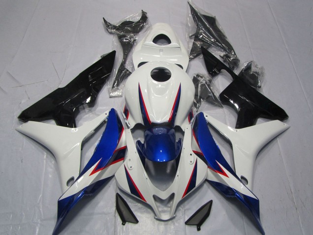2007-2008 Honda CBR600RR Motorcycle Fairings - White Blue Glossy Black OEM Style Canada