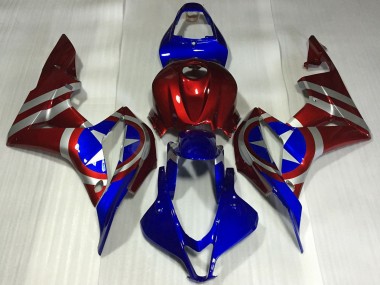 2007-2008 Honda CBR600RR Motorcycle Fairings - Red Silver Blue Captain America Canada