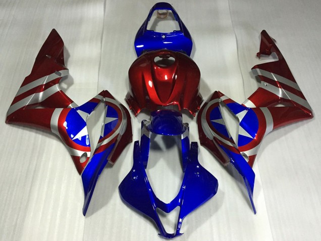 2007-2008 Honda CBR600RR Motorcycle Fairings - Red Silver Blue Captain America Canada