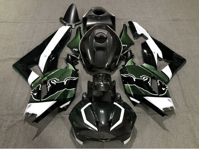 2013-2023 Honda CBR600RR Motorcycle Fairings - Black Carbon Fiber White Green Bull Canada