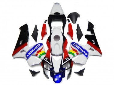 2003-2004 Honda CBR600RR Motorcycle Fairing - White Red Blue Glossy Black EuroBet Canada