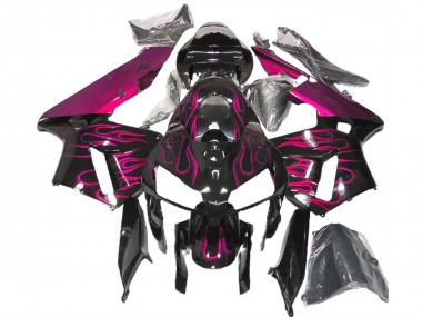 2005-2006 Honda CBR600RR Motorcycle Fairings - Glossy Black Pink Flame Canada