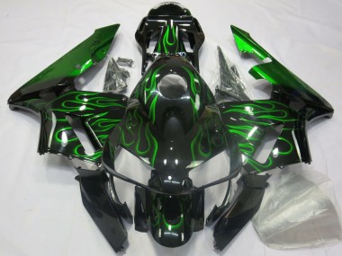 2003-2004 Honda CBR600RR Motorcycle Fairings - Glossy Black Blue Flame Canada