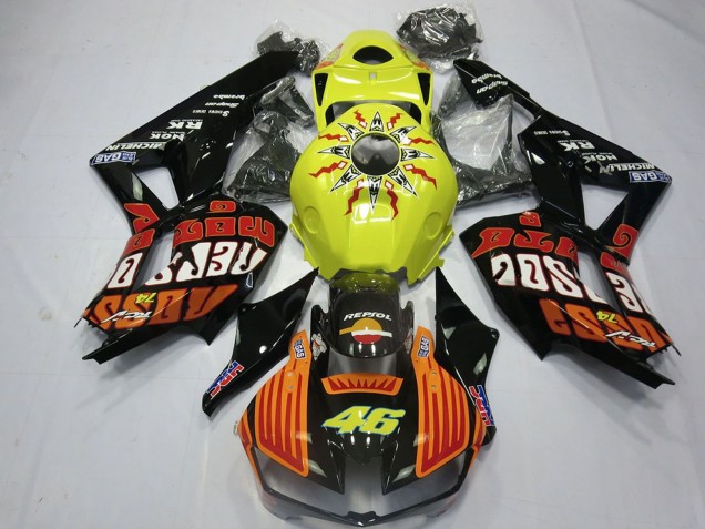 2013-2023 Honda CBR600RR Motorcycle Fairings - Yellow Orange Glossy Black Rossi 46 Canada