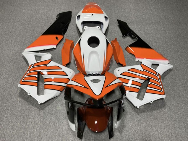 2005-2006 Honda CBR600RR Motorcycle Fairings - White Orange Wings Canada
