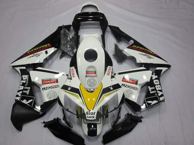 2003-2004 Honda CBR600RR Motorcycle Fairings - White Yellow Glossy Black Playboy Style Canada