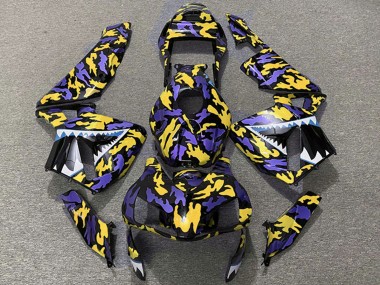 2003-2004 Honda CBR600RR Motorcycle Fairings - Purple Yellow Camouflage Shark Canada