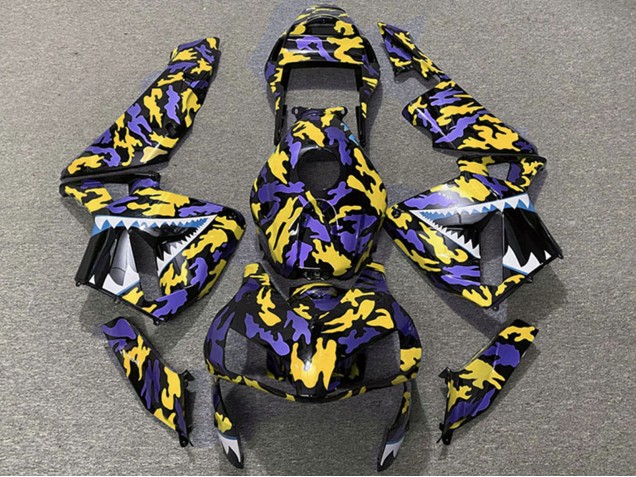 2003-2004 Honda CBR600RR Motorcycle Fairings - Purple Yellow Camouflage Shark Canada