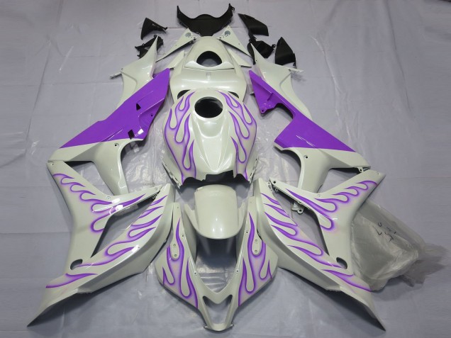 2007-2008 Honda CBR600RR Motorcycle Fairings - White Purple Flame Canada