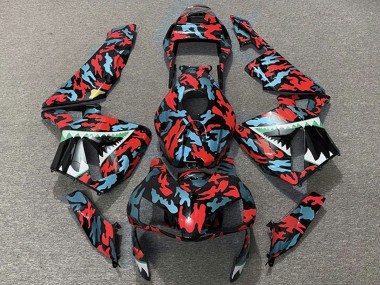 2003-2004 Honda CBR600RR Motorcycle Fairings - Red Blue Camouflage Shark Canada