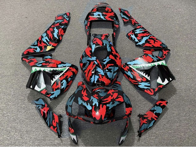 2003-2004 Honda CBR600RR Motorcycle Fairings - Red Blue Camouflage Shark Canada
