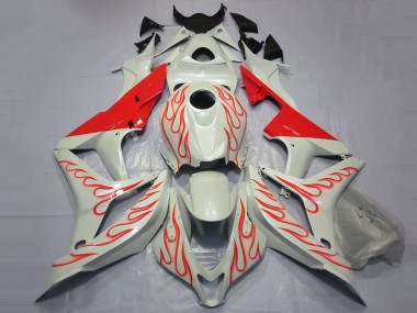 2007-2008 Honda CBR600RR Motorcycle Fairings - White Red Flame Canada