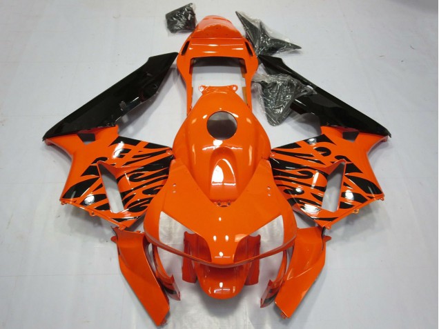 2003-2004 Honda CBR600RR Motorcycle Fairings - Orange Glossy Black Tribal Canada